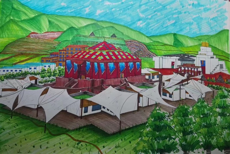 建投建設(shè) 趙娟娟 《甘南文旅會(huì)展中心》繪畫(huà).jpg